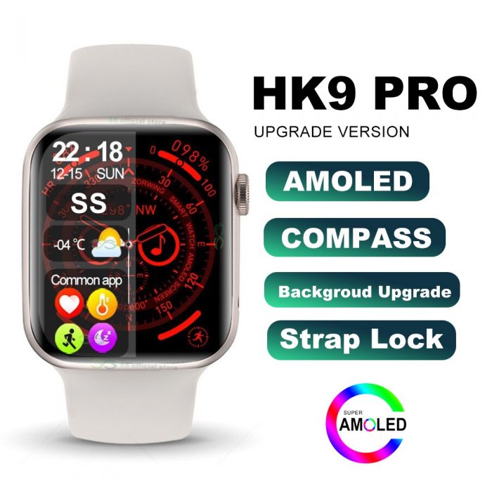 NEW HK9 PRO SMART WATCH With Chat Gpt 2.02 QUOT AMOLED SCREEN SERIES 9 COMPASS NFC BLUETOOTH CALL MEN SPORT SMARTWATCH (BLACK)
