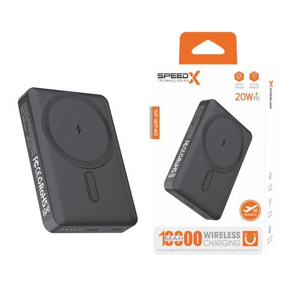 SPEED-X SP-WP40 10000MAH MAGNETIC WIRELESS POWER BANK 20W PD FAST CHARGING