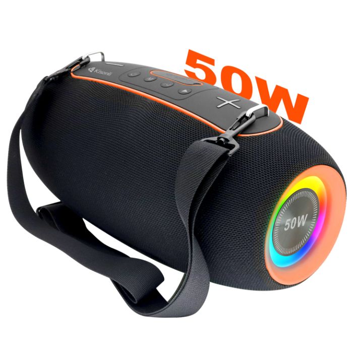 Kisonli K8 50W?30W*1+10W*2) BT/USB/TF/AUX/TWS/RGB/EQ Deep Bass Subwoofer Large Speaker